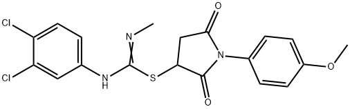 1-(4-methoxyphenyl)-2,5-dioxo-3-pyrrolidinyl N'-(3,4-dichlorophenyl)-N-methylimidothiocarbamate Structure