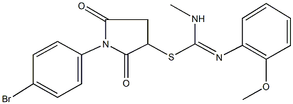 1-(4-bromophenyl)-2,5-dioxo-3-pyrrolidinyl N'-(2-methoxyphenyl)-N-methylimidothiocarbamate Structure