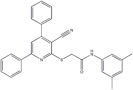 2-[(3-cyano-4,6-diphenyl-2-pyridinyl)sulfanyl]-N-(3,5-dimethylphenyl)acetamide Structure