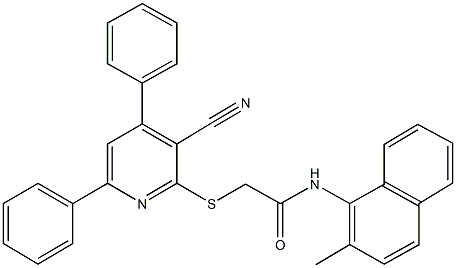 2-[(3-cyano-4,6-diphenyl-2-pyridinyl)sulfanyl]-N-(2-methyl-1-naphthyl)acetamide Structure