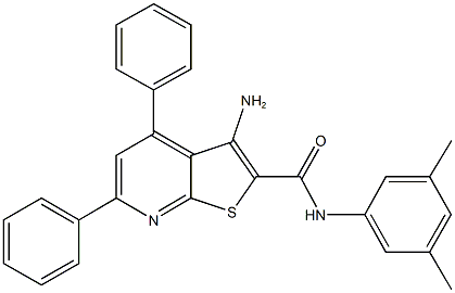 3-amino-N-(3,5-dimethylphenyl)-4,6-diphenylthieno[2,3-b]pyridine-2-carboxamide 구조식 이미지