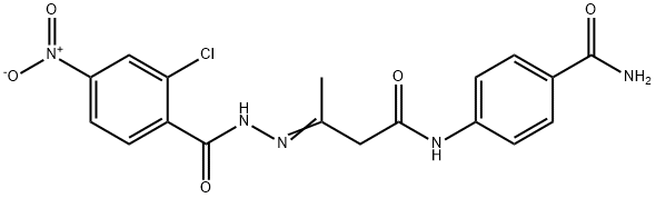 4-{[3-({2-chloro-4-nitrobenzoyl}hydrazono)butanoyl]amino}benzamide Structure