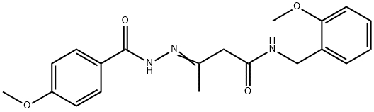 3-[(4-methoxybenzoyl)hydrazono]-N-(2-methoxybenzyl)butanamide 구조식 이미지