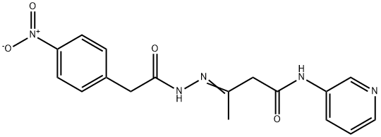 3-[({4-nitrophenyl}acetyl)hydrazono]-N-(3-pyridinyl)butanamide 구조식 이미지