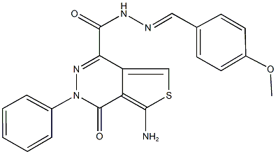 5-amino-N'-(4-methoxybenzylidene)-4-oxo-3-phenyl-3,4-dihydrothieno[3,4-d]pyridazine-1-carbohydrazide 구조식 이미지