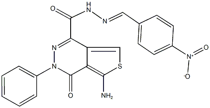 5-amino-N'-{4-nitrobenzylidene}-4-oxo-3-phenyl-3,4-dihydrothieno[3,4-d]pyridazine-1-carbohydrazide Structure