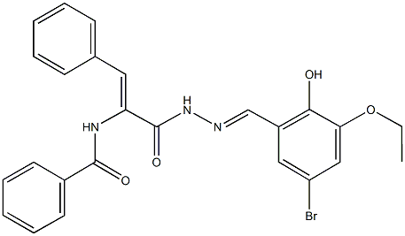 N-(1-{[2-(5-bromo-3-ethoxy-2-hydroxybenzylidene)hydrazino]carbonyl}-2-phenylvinyl)benzamide Structure