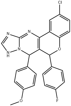 4-[2-chloro-6-(4-fluorophenyl)-7,12-dihydro-6H-chromeno[4,3-d][1,2,4]triazolo[1,5-a]pyrimidin-7-yl]phenyl methyl ether Structure
