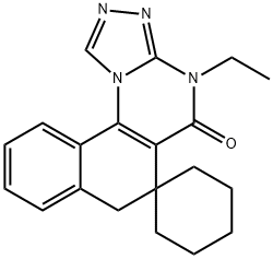 4-ethyl-5-oxo-4,5,6,7-tetrahydrospiro(benzo[h][1,2,4]triazolo[4,3-a]quinazoline-6,1'-cyclohexane) 구조식 이미지