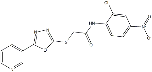 N-{2-chloro-4-nitrophenyl}-2-[(5-pyridin-3-yl-1,3,4-oxadiazol-2-yl)sulfanyl]acetamide 구조식 이미지