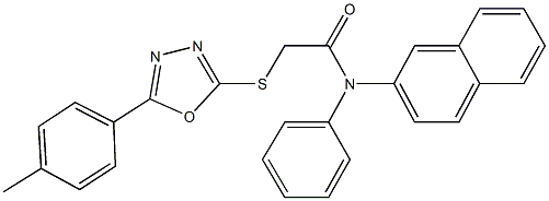 2-{[5-(4-methylphenyl)-1,3,4-oxadiazol-2-yl]sulfanyl}-N-(2-naphthyl)-N-phenylacetamide 구조식 이미지