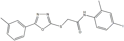 N-(4-iodo-2-methylphenyl)-2-{[5-(3-methylphenyl)-1,3,4-oxadiazol-2-yl]sulfanyl}acetamide 구조식 이미지