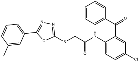 N-(2-benzoyl-4-chlorophenyl)-2-{[5-(3-methylphenyl)-1,3,4-oxadiazol-2-yl]sulfanyl}acetamide Structure