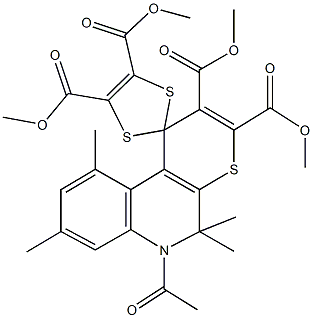 tetramethyl 6'-acetyl-5',5',8',10'-tetramethyl-5',6'-dihydrospiro[1,3-dithiole-2,1'-(1'H)-thiopyrano[2,3-c]quinoline]-2',3',4,5-tetracarboxylate 구조식 이미지