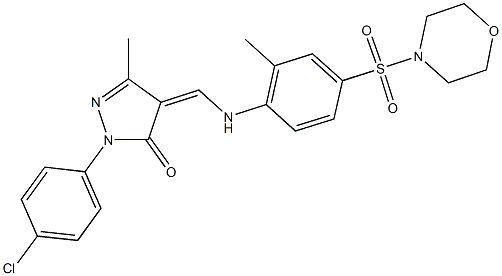 2-(4-chlorophenyl)-5-methyl-4-{[2-methyl-4-(4-morpholinylsulfonyl)anilino]methylene}-2,4-dihydro-3H-pyrazol-3-one 구조식 이미지