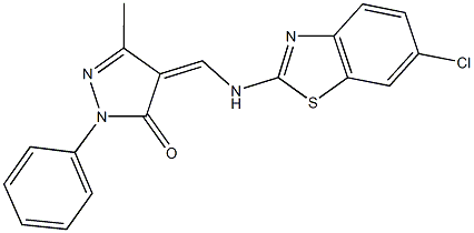 4-{[(6-chloro-1,3-benzothiazol-2-yl)amino]methylene}-5-methyl-2-phenyl-2,4-dihydro-3H-pyrazol-3-one Structure