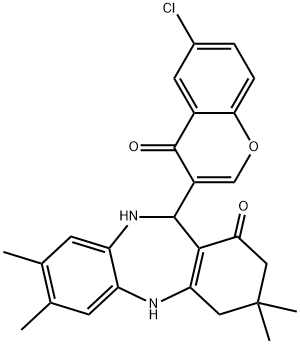 11-(6-chloro-4-oxo-4H-chromen-3-yl)-3,3,7,8-tetramethyl-2,3,4,5,10,11-hexahydro-1H-dibenzo[b,e][1,4]diazepin-1-one Structure
