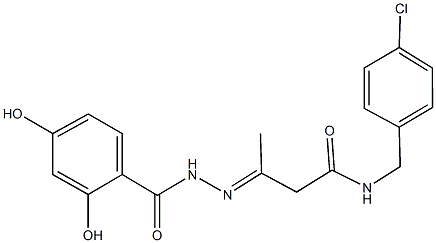 N-(4-chlorobenzyl)-3-[(2,4-dihydroxybenzoyl)hydrazono]butanamide Structure