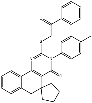 3-(4-methylphenyl)-2-[(2-oxo-2-phenylethyl)sulfanyl]-5,6-dihydrospiro(benzo[h]quinazoline-5,1'-cyclopentane)-4(3H)-one Structure