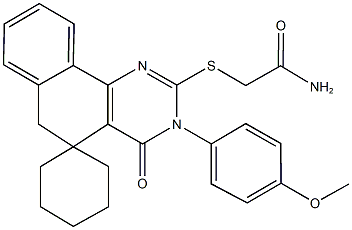 2-{[3-(4-methoxyphenyl)-4-oxo-3,4,5,6-tetrahydrospiro(benzo[h]quinazoline-5,1'-cyclohexane)-2-yl]sulfanyl}acetamide 구조식 이미지