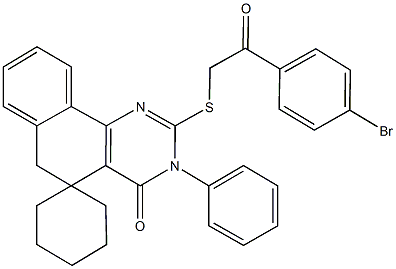 2-{[2-(4-bromophenyl)-2-oxoethyl]sulfanyl}-3-phenyl-5,6-dihydrospiro(benzo[h]quinazoline-5,1'-cyclohexane)-4(3H)-one 구조식 이미지