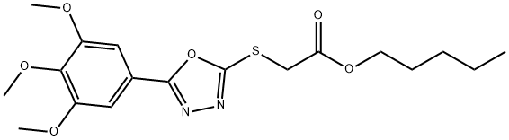 pentyl {[5-(3,4,5-trimethoxyphenyl)-1,3,4-oxadiazol-2-yl]sulfanyl}acetate Structure