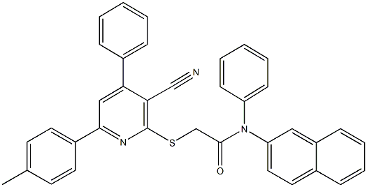 2-{[3-cyano-6-(4-methylphenyl)-4-phenyl-2-pyridinyl]sulfanyl}-N-(2-naphthyl)-N-phenylacetamide Structure