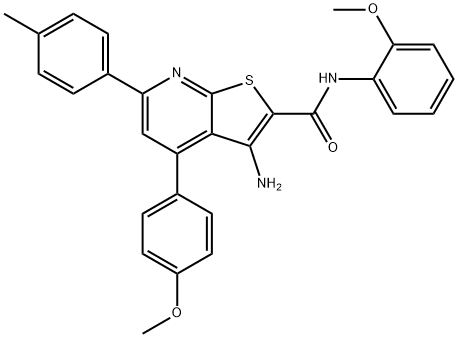 3-amino-N-(2-methoxyphenyl)-4-(4-methoxyphenyl)-6-(4-methylphenyl)thieno[2,3-b]pyridine-2-carboxamide Structure