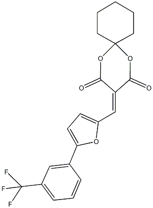 3-({5-[3-(trifluoromethyl)phenyl]-2-furyl}methylene)-1,5-dioxaspiro[5.5]undecane-2,4-dione Structure