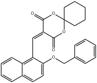 3-({2-[(phenylmethyl)oxy]naphthalen-1-yl}methylidene)-1,5-dioxaspiro[5.5]undecane-2,4-dione Structure