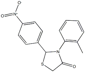 2-{4-nitrophenyl}-3-(2-methylphenyl)-1,3-thiazolidin-4-one 구조식 이미지