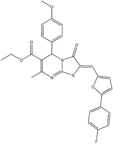 ethyl 2-{[5-(4-fluorophenyl)-2-furyl]methylene}-5-(4-methoxyphenyl)-7-methyl-3-oxo-2,3-dihydro-5H-[1,3]thiazolo[3,2-a]pyrimidine-6-carboxylate Structure