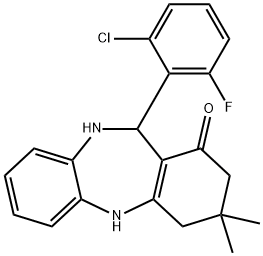 11-(2-chloro-6-fluorophenyl)-3,3-dimethyl-2,3,4,5,10,11-hexahydro-1H-dibenzo[b,e][1,4]diazepin-1-one 구조식 이미지