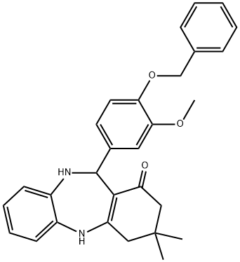 11-[4-(benzyloxy)-3-methoxyphenyl]-3,3-dimethyl-2,3,4,5,10,11-hexahydro-1H-dibenzo[b,e][1,4]diazepin-1-one 구조식 이미지