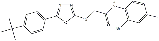 N-(2-bromo-4-methylphenyl)-2-{[5-(4-tert-butylphenyl)-1,3,4-oxadiazol-2-yl]sulfanyl}acetamide 구조식 이미지