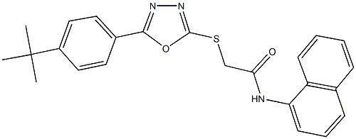 2-{[5-(4-tert-butylphenyl)-1,3,4-oxadiazol-2-yl]sulfanyl}-N-(1-naphthyl)acetamide Structure