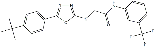 2-{[5-(4-tert-butylphenyl)-1,3,4-oxadiazol-2-yl]sulfanyl}-N-[3-(trifluoromethyl)phenyl]acetamide Structure