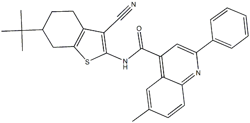 N-(6-tert-butyl-3-cyano-4,5,6,7-tetrahydro-1-benzothien-2-yl)-6-methyl-2-phenyl-4-quinolinecarboxamide Structure