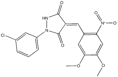 1-(3-chlorophenyl)-4-{2-nitro-4,5-dimethoxybenzylidene}-3,5-pyrazolidinedione 구조식 이미지