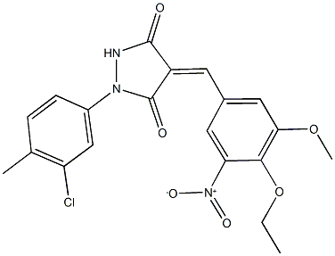 1-(3-chloro-4-methylphenyl)-4-{4-ethoxy-3-nitro-5-methoxybenzylidene}-3,5-pyrazolidinedione Structure