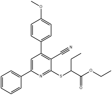 ethyl 2-{[3-cyano-4-(4-methoxyphenyl)-6-phenyl-2-pyridinyl]sulfanyl}butanoate 구조식 이미지