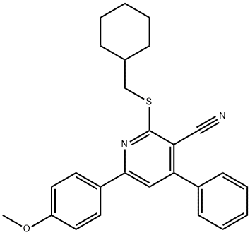 2-[(cyclohexylmethyl)sulfanyl]-6-(4-methoxyphenyl)-4-phenylnicotinonitrile 구조식 이미지