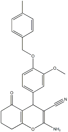 2-amino-4-{3-methoxy-4-[(4-methylbenzyl)oxy]phenyl}-5-oxo-5,6,7,8-tetrahydro-4H-chromene-3-carbonitrile 구조식 이미지