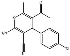 5-acetyl-2-amino-4-(4-chlorophenyl)-6-methyl-4H-pyran-3-carbonitrile 구조식 이미지