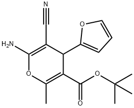tert-butyl 6-amino-5-cyano-4-(2-furyl)-2-methyl-4H-pyran-3-carboxylate 구조식 이미지