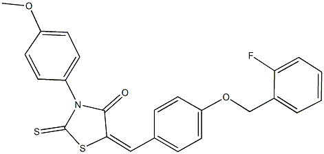 5-{4-[(2-fluorobenzyl)oxy]benzylidene}-3-(4-methoxyphenyl)-2-thioxo-1,3-thiazolidin-4-one 구조식 이미지