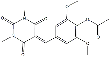 4-[(1,3-dimethyl-2,4,6-trioxotetrahydro-5(2H)-pyrimidinylidene)methyl]-2,6-dimethoxyphenyl acetate 구조식 이미지