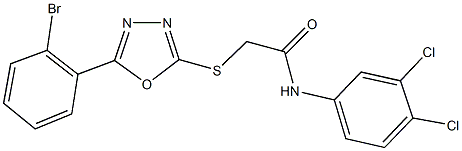 2-{[5-(2-bromophenyl)-1,3,4-oxadiazol-2-yl]sulfanyl}-N-(3,4-dichlorophenyl)acetamide 구조식 이미지