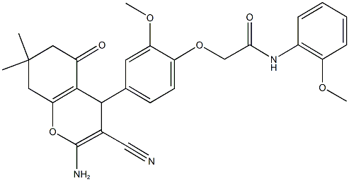 2-[4-(2-amino-3-cyano-7,7-dimethyl-5-oxo-5,6,7,8-tetrahydro-4H-chromen-4-yl)-2-methoxyphenoxy]-N-(2-methoxyphenyl)acetamide Structure