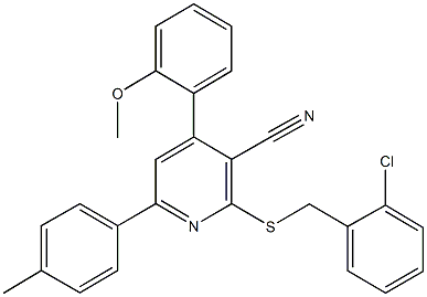 2-[(2-chlorobenzyl)sulfanyl]-4-(2-methoxyphenyl)-6-(4-methylphenyl)nicotinonitrile Structure